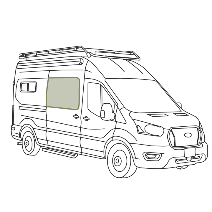 VanEssential Ford Transit Sliding Door Window Cover- Charcoal Grey