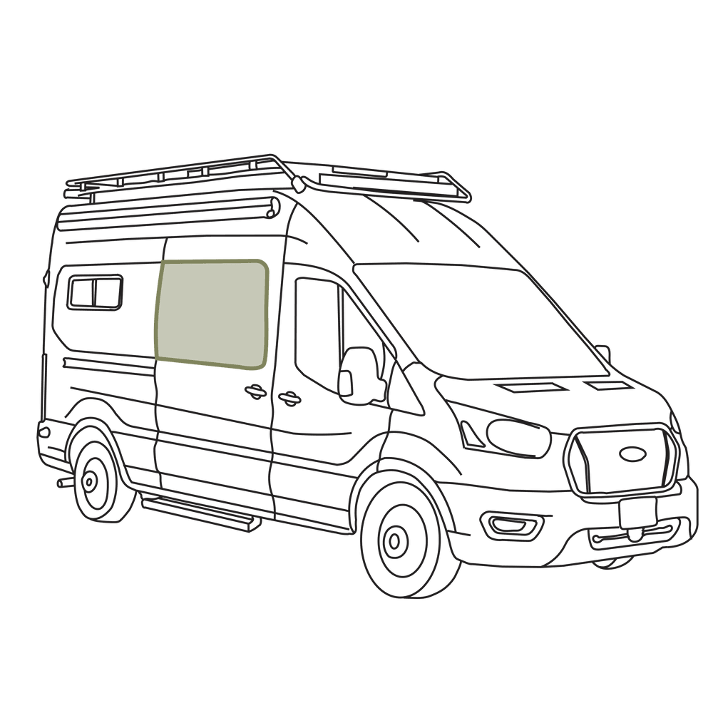 VanEssential Ford Transit Sliding Door Window Cover- Charcoal Grey