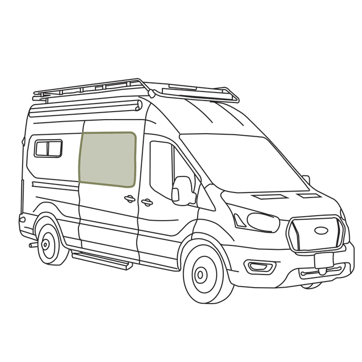 VanEssential Ford Transit Sliding Door Window Cover- Charcoal Grey