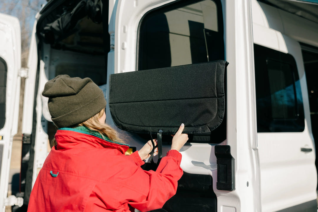 Ford Transit Stealth Rear Door Window Covers (Pair) - AVC RIG