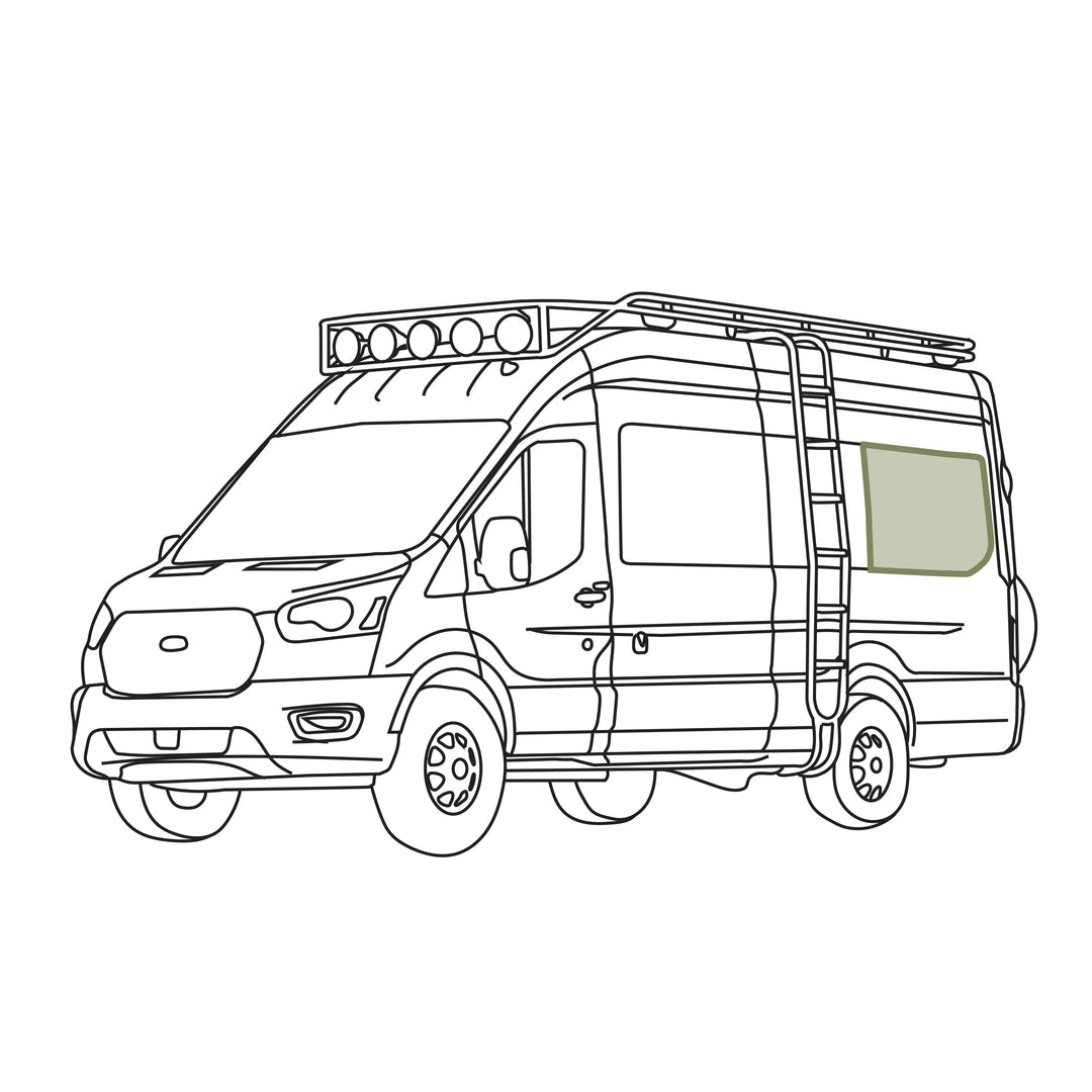 Ford Transit Stealth Rear Qtr Window Cover (Factory Plastic Trim) - AVC RIG