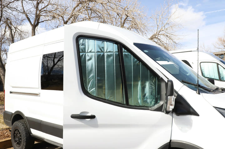 Ford Transit Reflective Front Door Window Covers (Pair) - AVC RIG