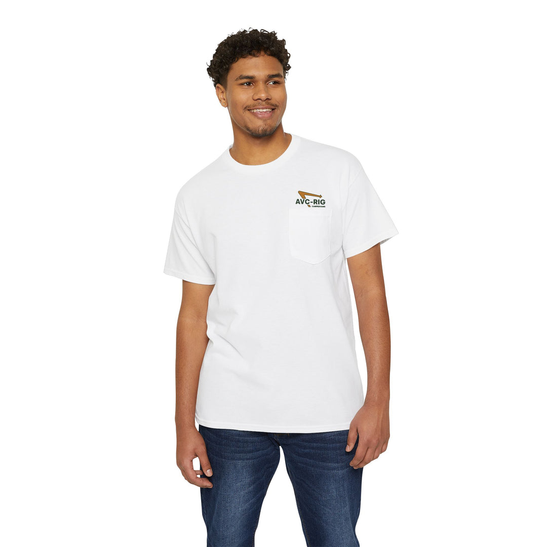 Getting out pocket tee.