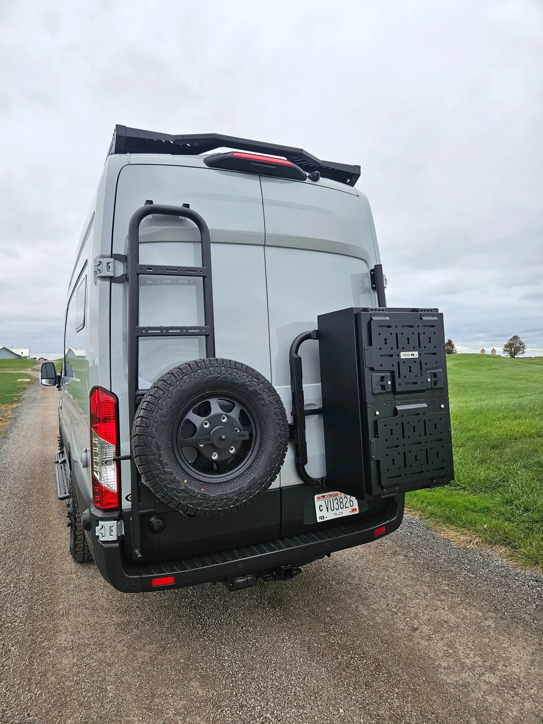 2025 Design Rover Vans Tire Carrier &amp; Ladder Combo for Ford Transit - AVC RIG