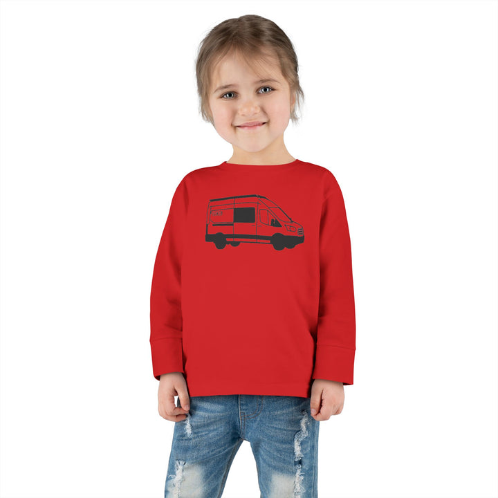 Toddler Long Sleeve Tee — 'AVC RIG' Ford Transit Line Art Van