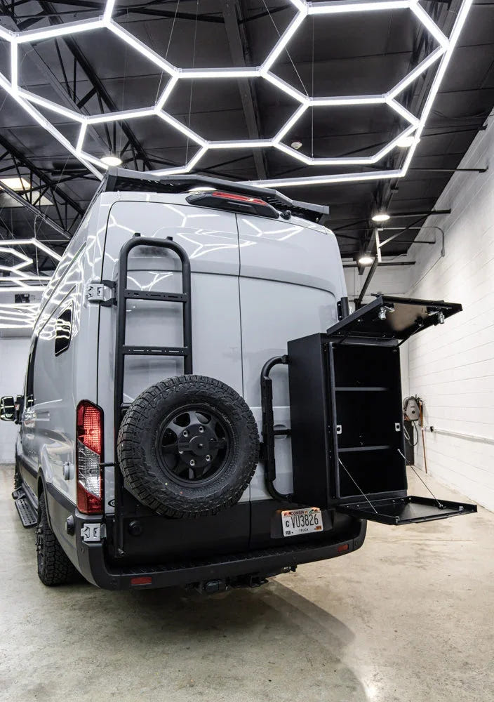 2025 Design Rover Vans Tire Carrier &amp; Ladder Combo for Ford Transit - AVC RIG