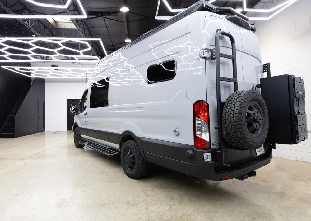 2025 Design Rover Vans Tire Carrier &amp; Ladder Combo for Ford Transit - AVC RIG