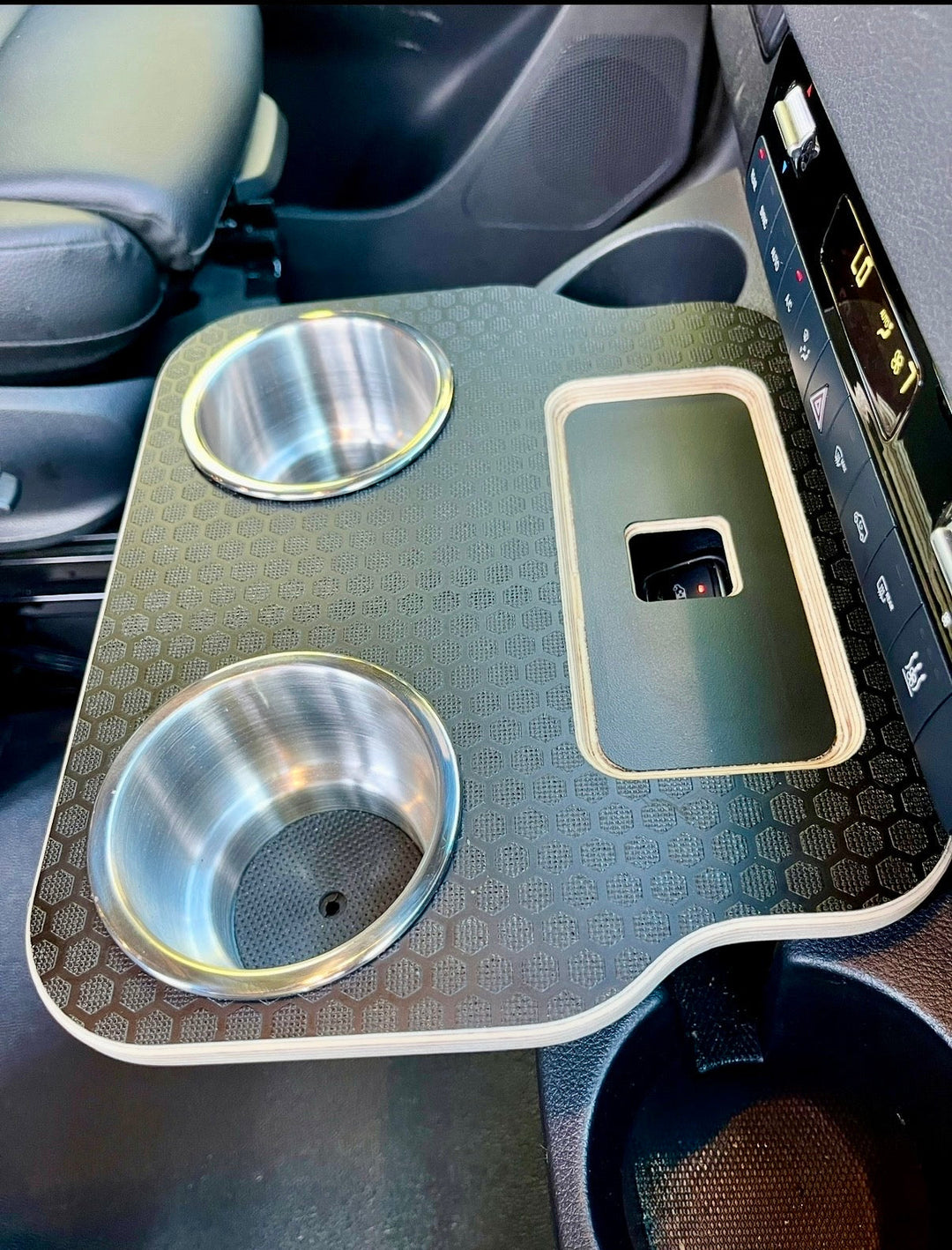 Mercedes Sprinter VS30 19-Current Black Hex Cup Holder Snack Tray - AVC RIG