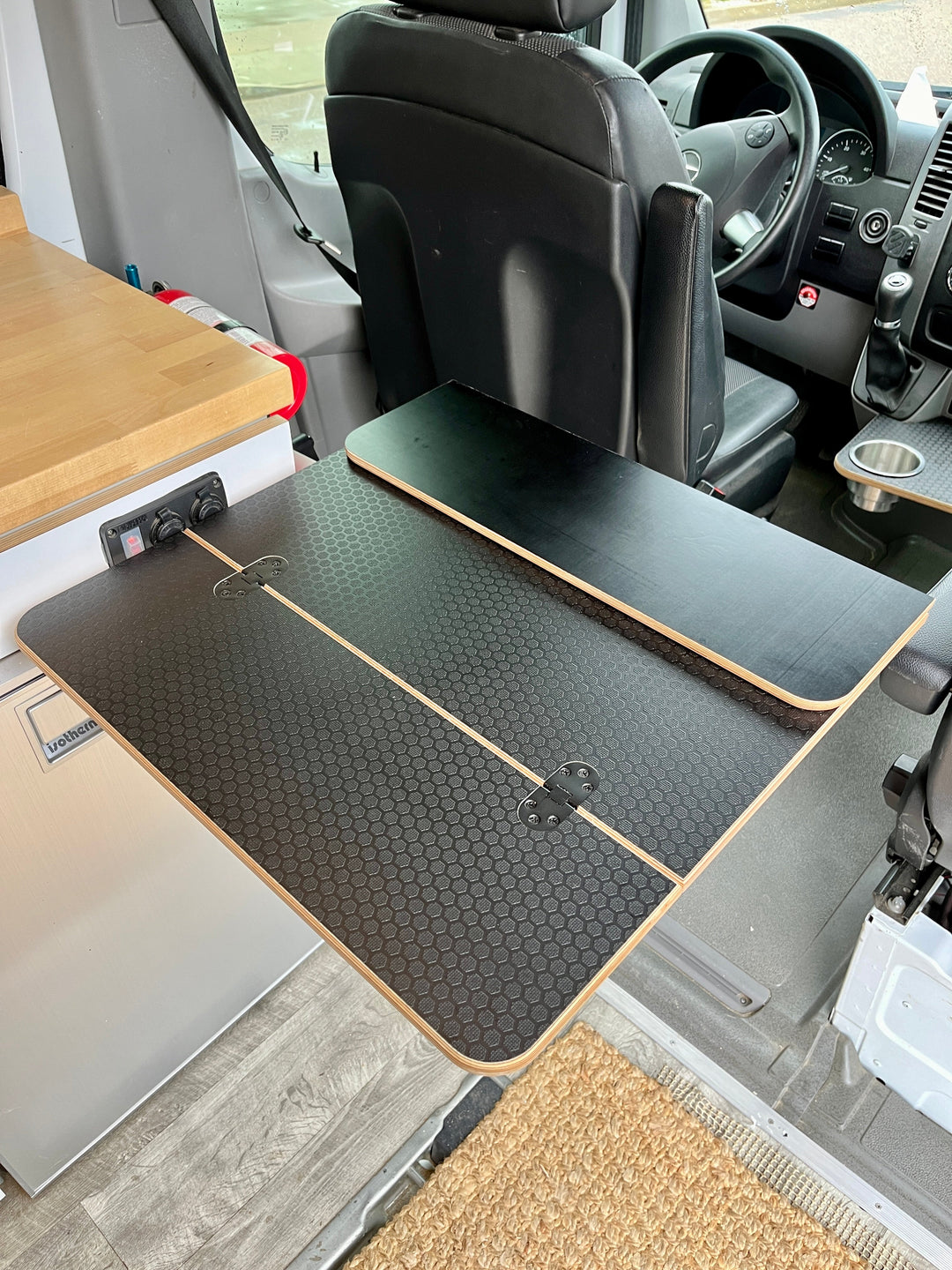 Folding Black Hex Lagun Table 1/2" Thick For Camper Vans and RVs - AVC RIG