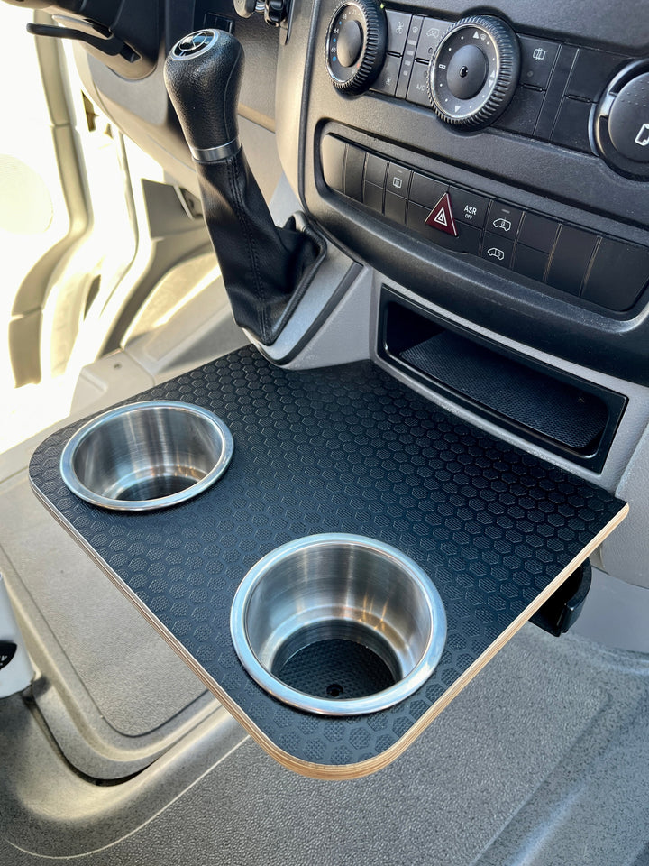 Mercedes Sprinter NCV3 06-18 Black Hex Cup Holder Snack Tray - AVC RIG