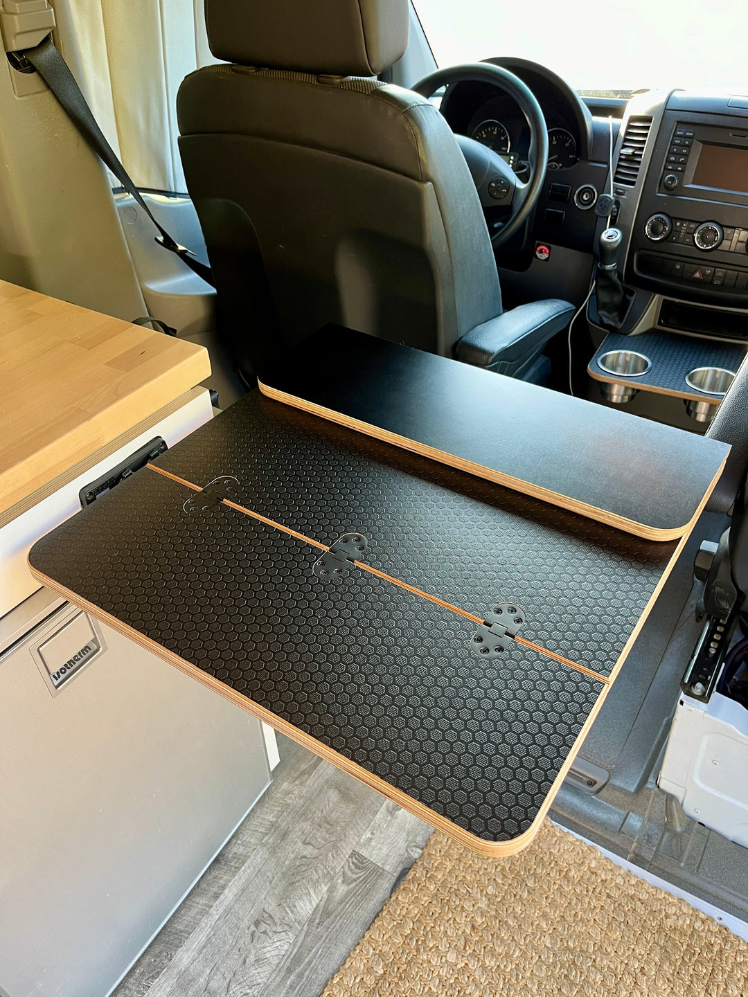 Folding Black Hex Lagun Table 3/4" Thick For Camper Vans and RVs - AVC RIG