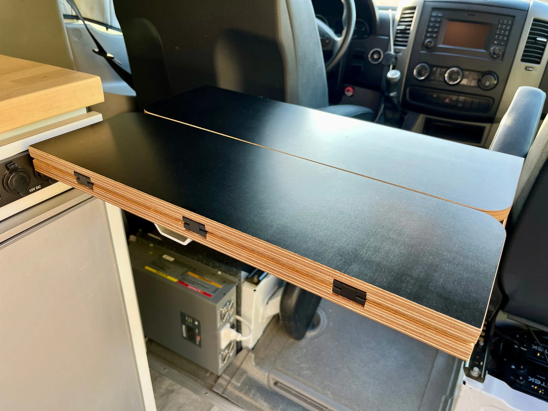 Folding Black Hex Lagun Table 3/4" Thick For Camper Vans and RVs - AVC RIG