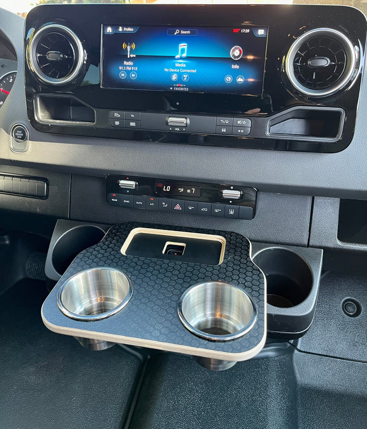 Mercedes Sprinter VS30 19-Current Black Hex Cup Holder Snack Tray - AVC RIG