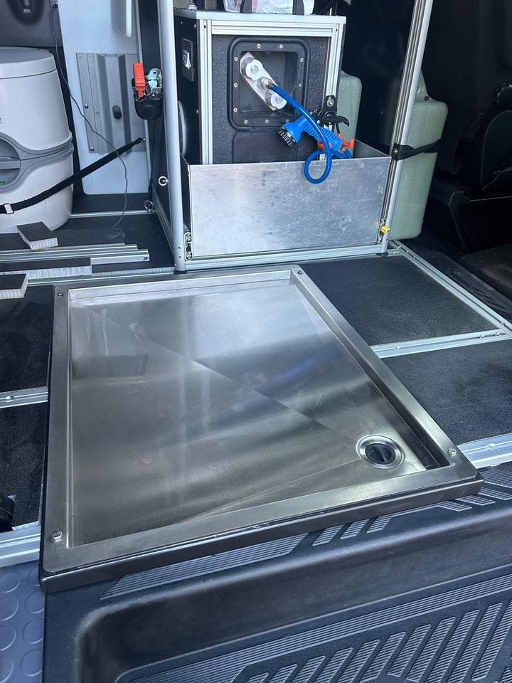 Tetravan In-Floor Shower Pan STAINLESS STEEL
