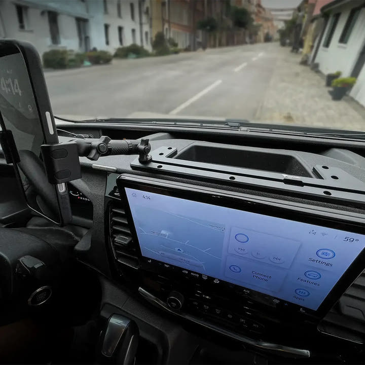 2020+ Ford Transit (Not Compatible With Transit Connect) Tackform Slim Track Dash Bracket With 20LITE Phone Mount - AVC RIG