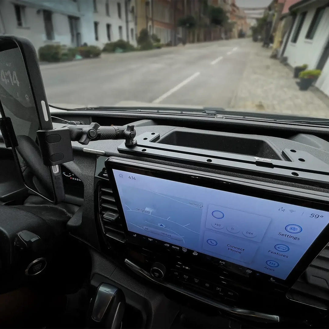 2020+ Ford Transit (Not Compatible With Transit Connect) Tackform Slim Track Dash Bracket With 20LITE Phone Mount - AVC RIG