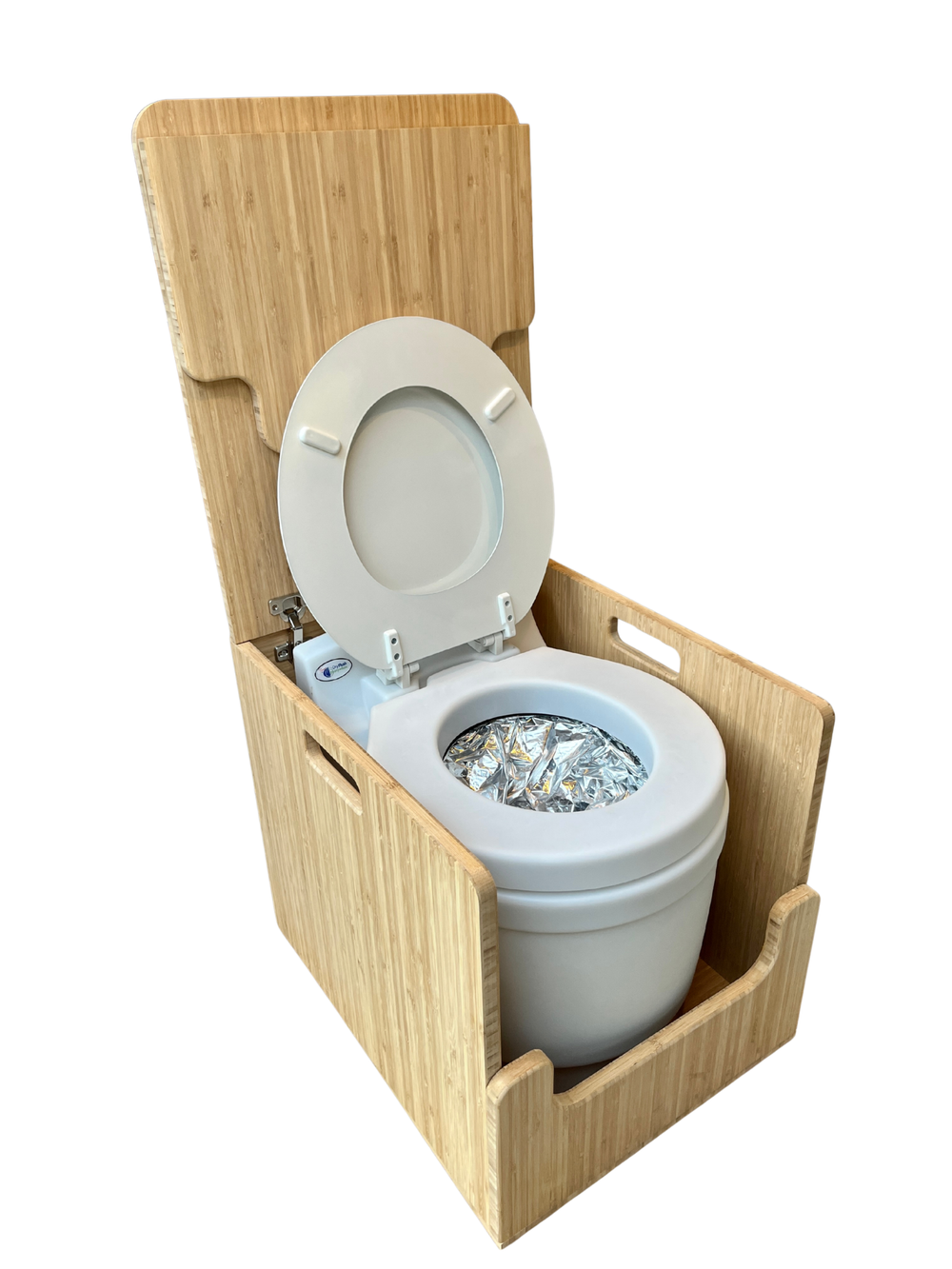 Laveo Dry Flush Portable Waterless Toilet Bamboo Lift top Cabinet Flat Pack Kit - AVC RIG