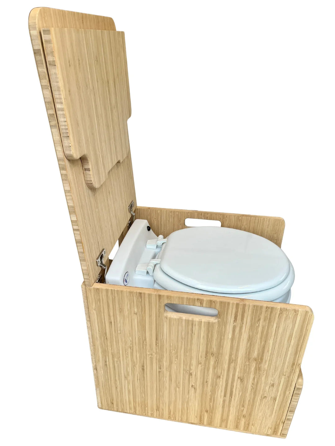 Laveo Dry Flush Portable Waterless Toilet Bamboo Lift top Cabinet Flat Pack Kit - AVC RIG