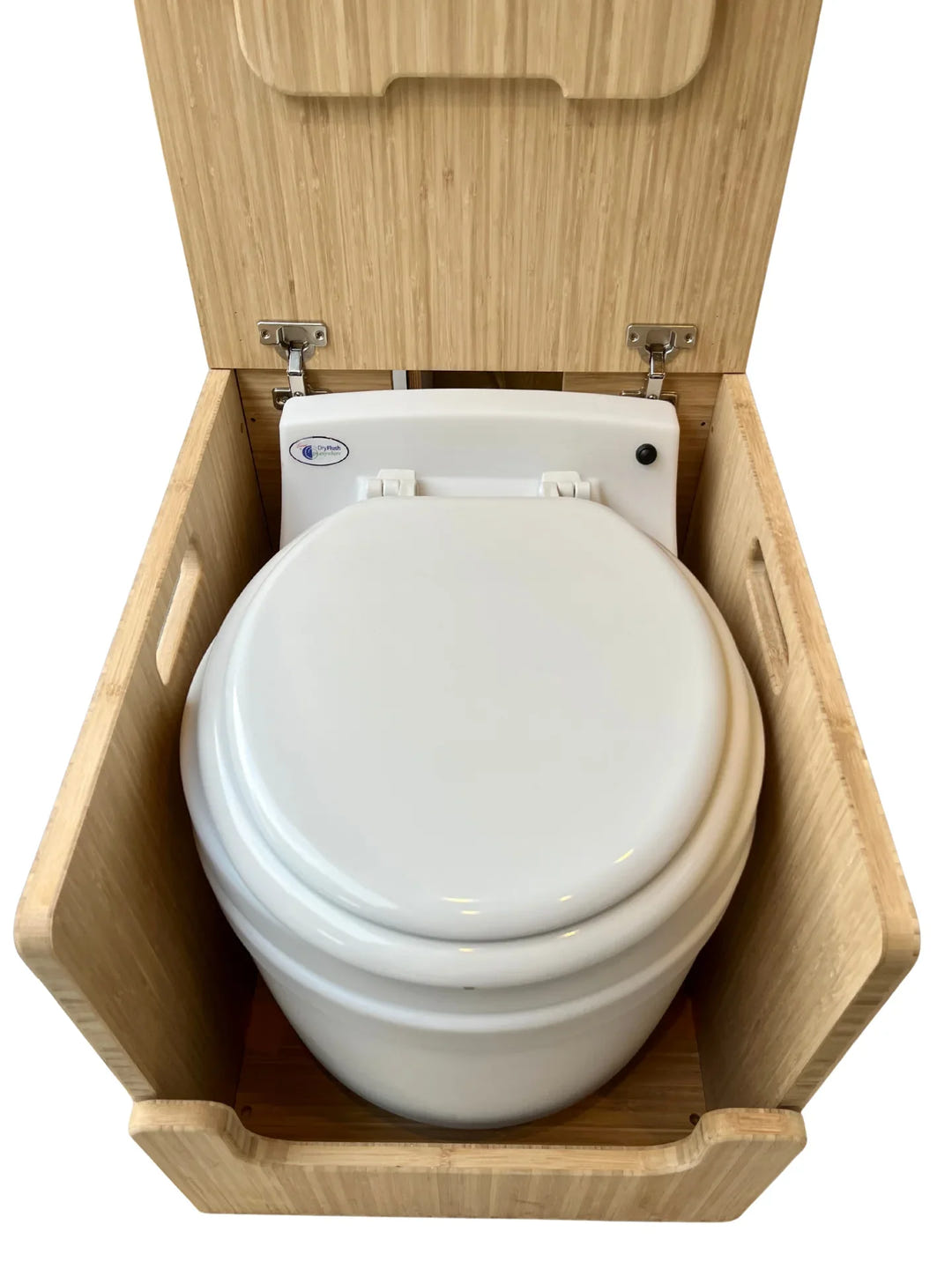 Laveo Dry Flush Portable Waterless Toilet Bamboo Lift top Cabinet Flat Pack Kit - AVC RIG