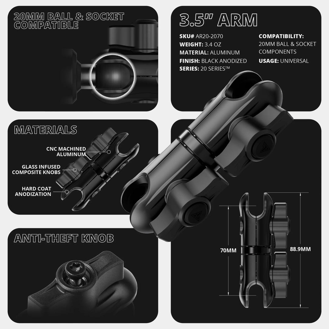 LINK™ Vent Mount Bracket With 20LITE Phone Holder | 3.5" Arm | 2020-2025 Ford Transit (Not Compatible With Transit Connect)