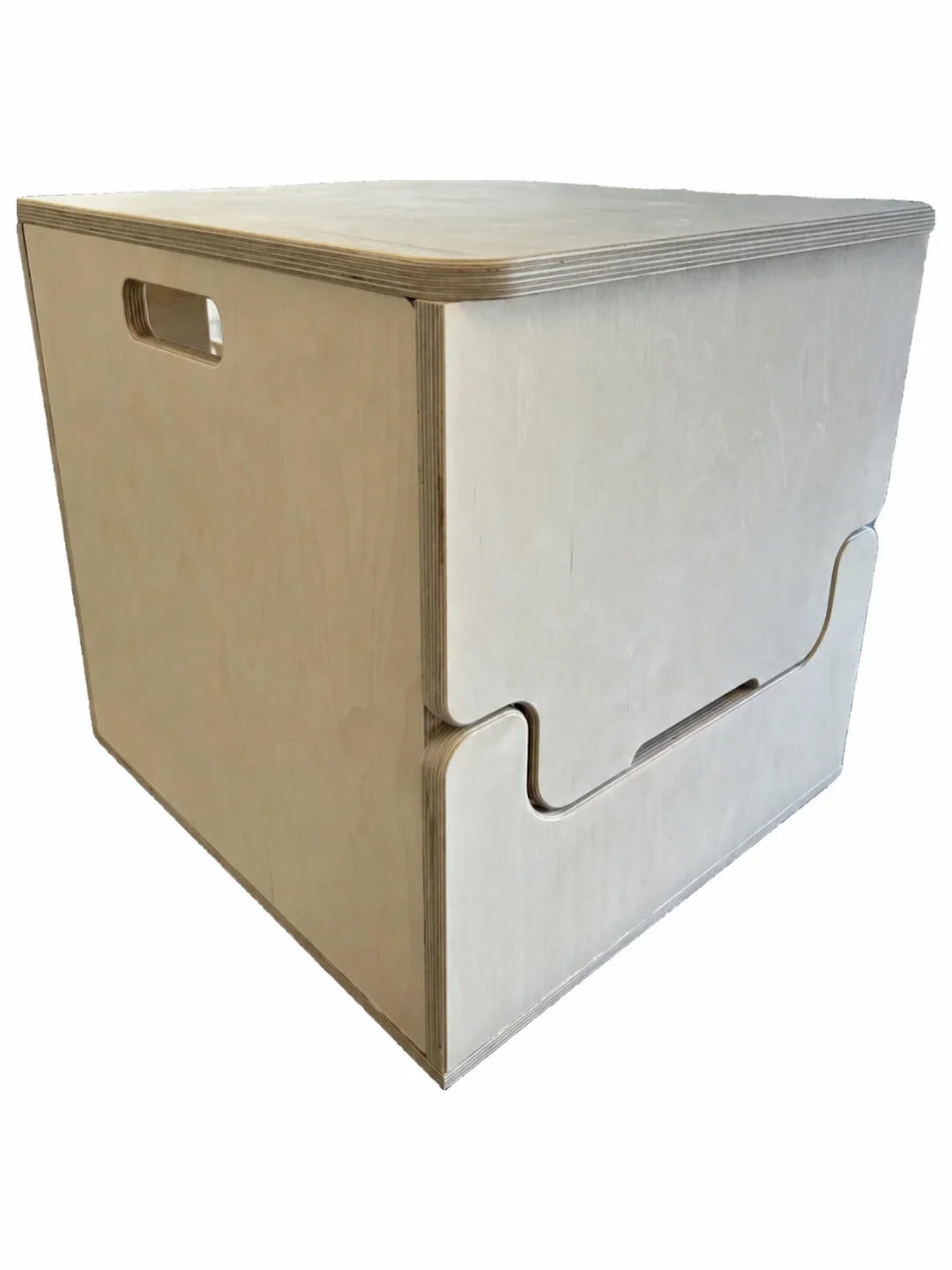 Weekender Outdoors bamboo lift top cabinet flat pack kit for Laveo Dry Flush toilet in light natural wood.