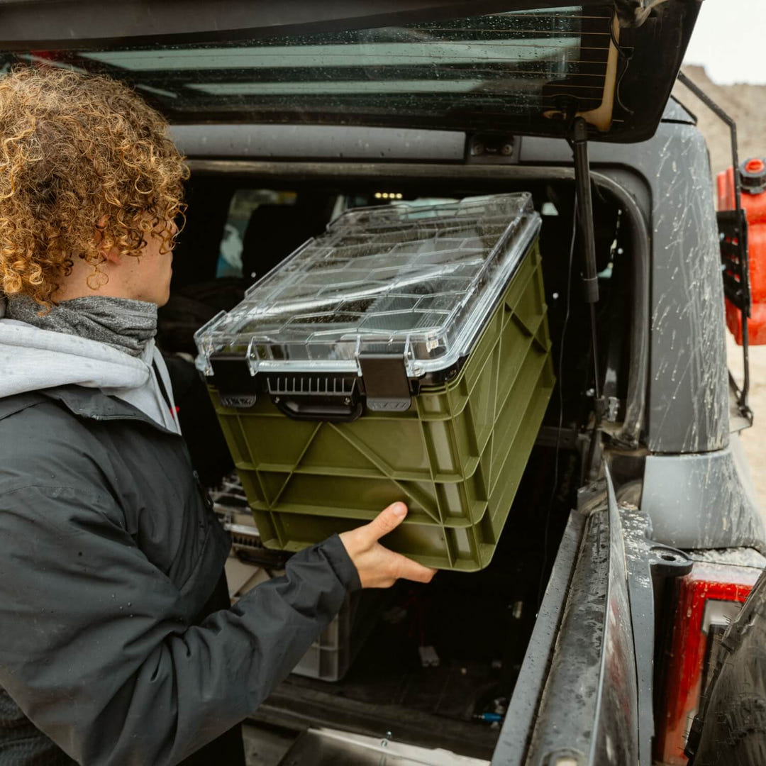 Loading a SIDIO storage crate into a vehicle