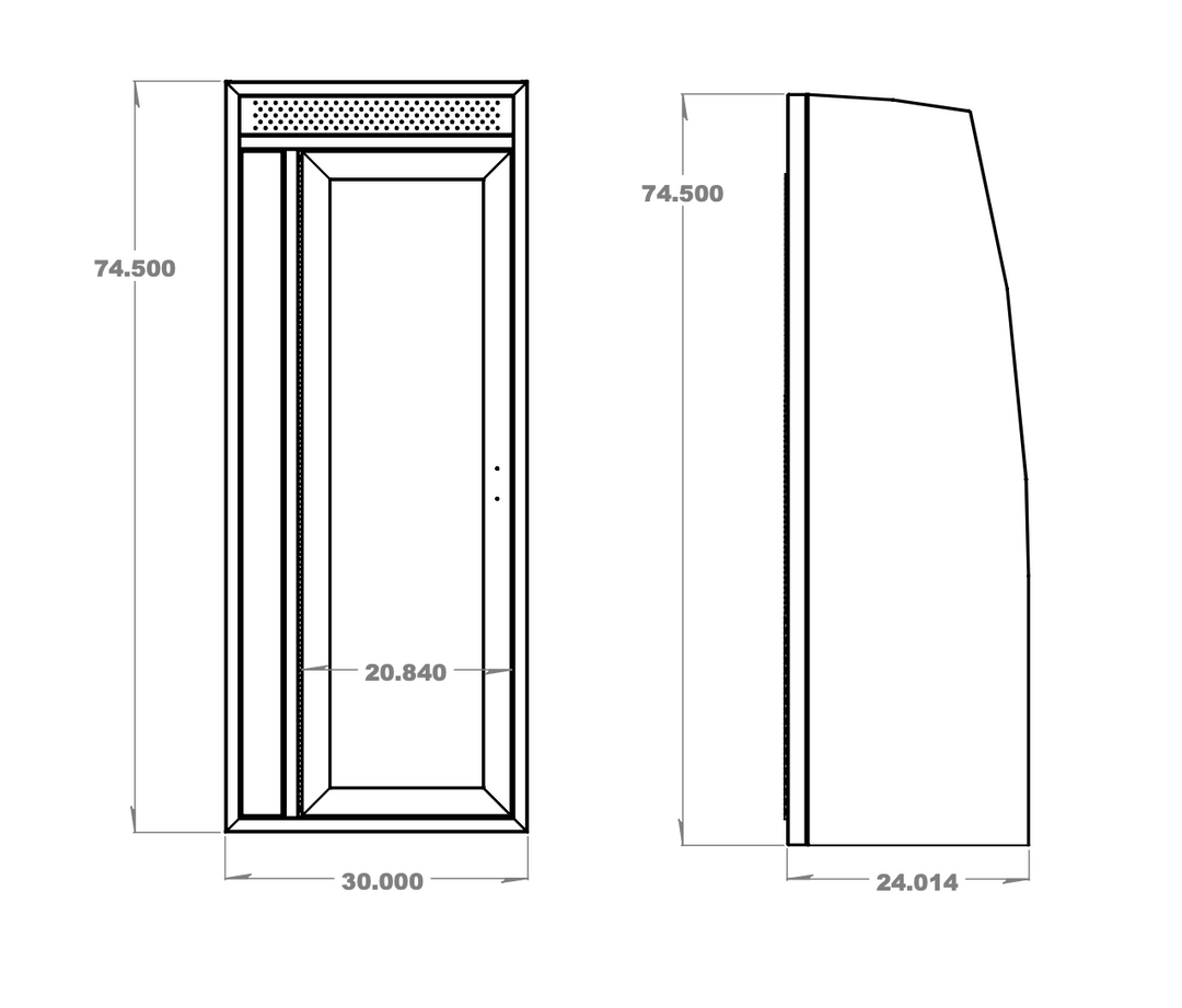 30" Shower - 30" x 24" x 74.5"