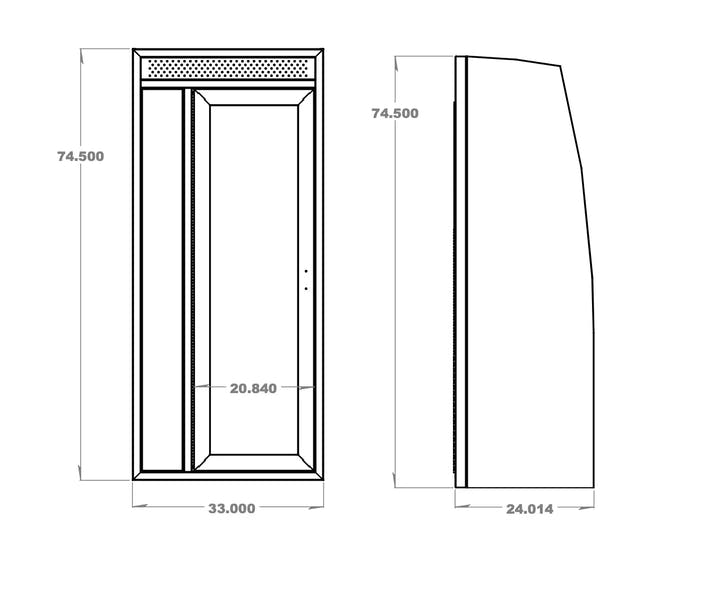 33" Shower - 33" x 24" x 74.5" - AVC RIG