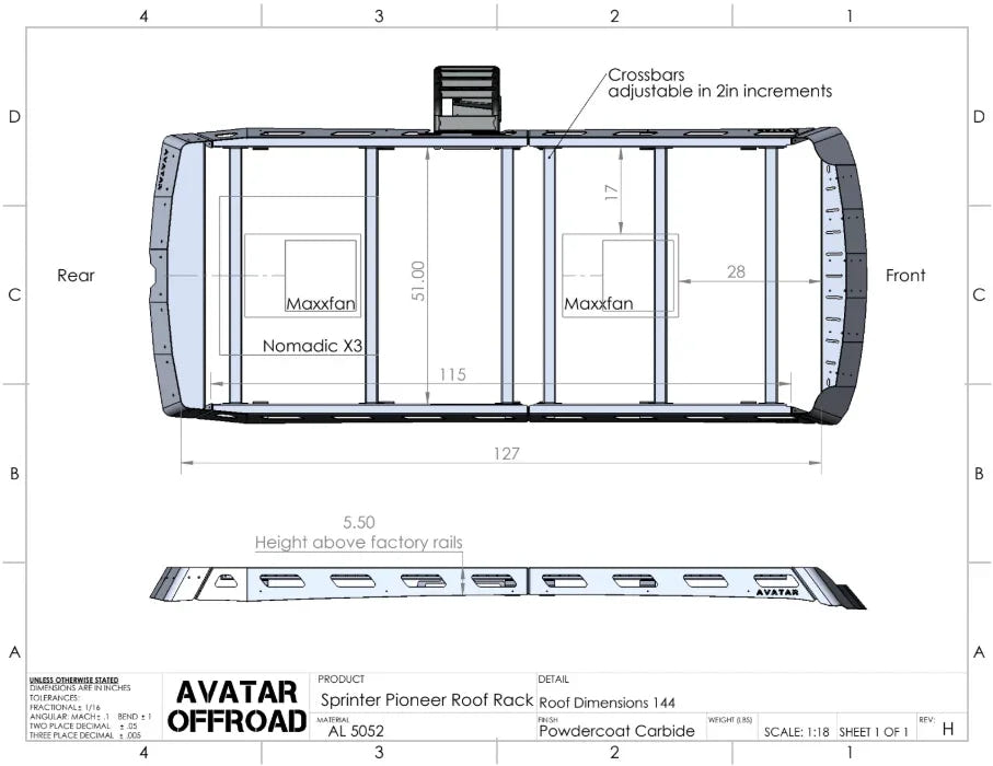 Pioneer Sprinter Roof Rack - AVC RIG