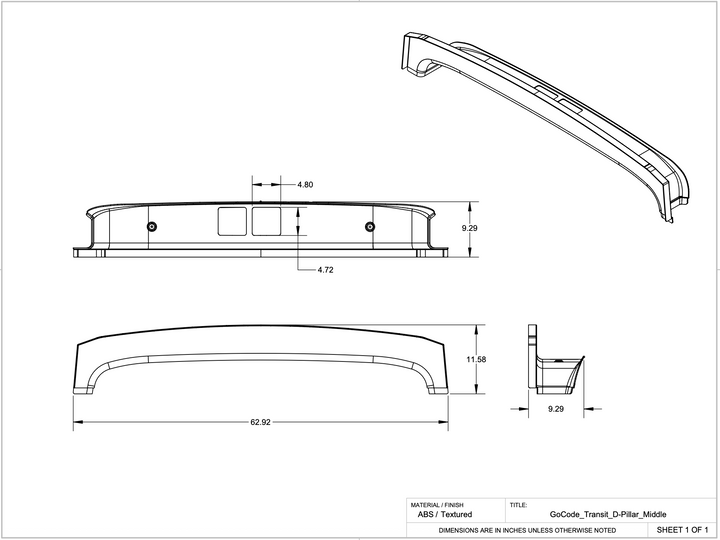 Ford Transit D Pillar Trim Kit