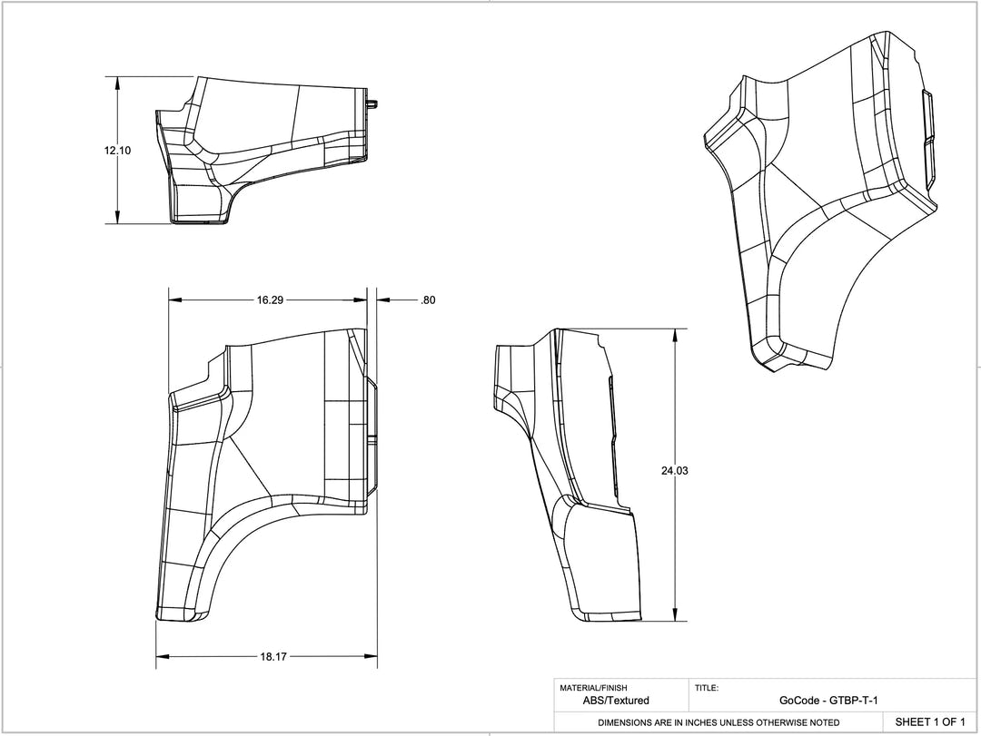 GoCode textured ABS Ford Transit High Roof B Pillar Passenger mount technical drawing
