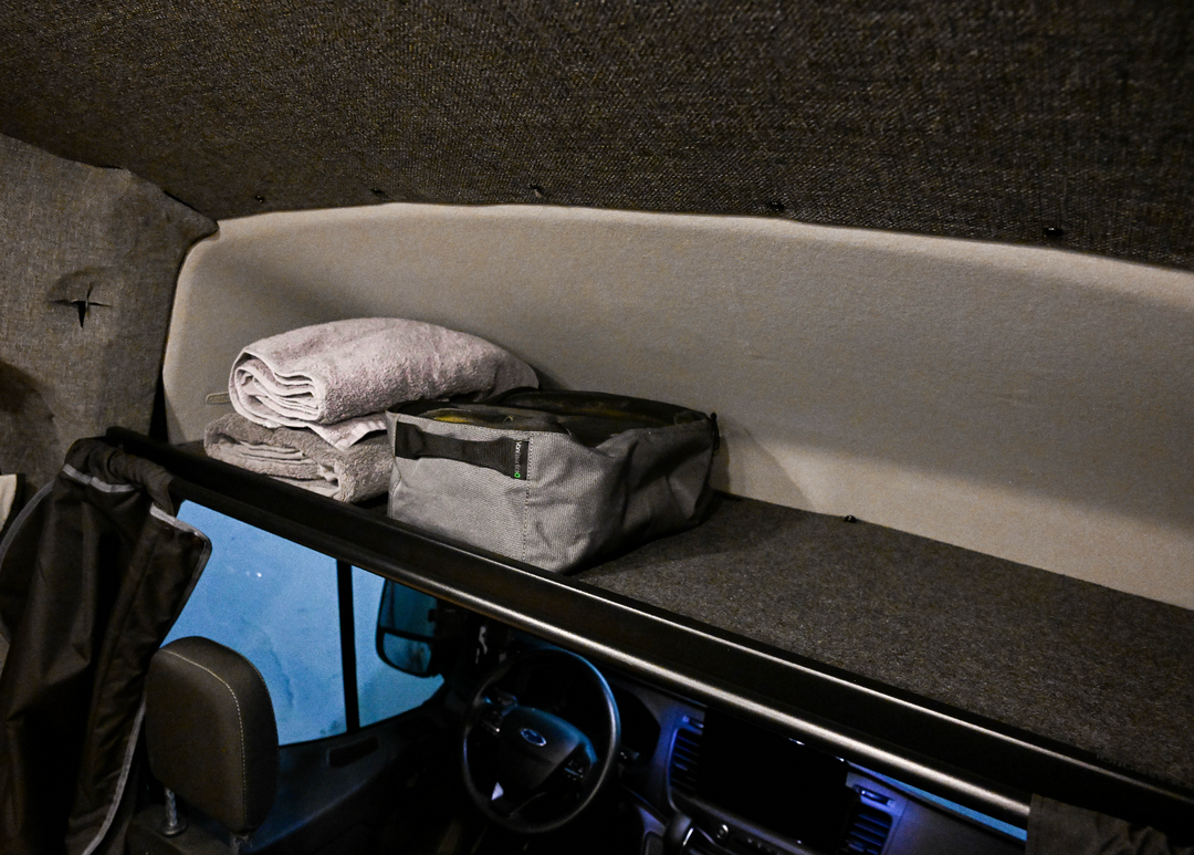 Ford Transit Headliner Shelf &amp; Curtain Rod