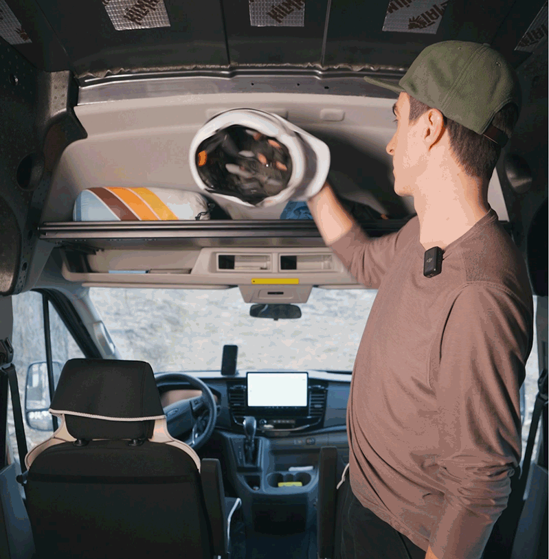Mercedes Sprinter Headliner Shelf &amp; Curtain Rod