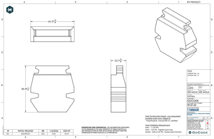 NW Conversions 24 Gallon Ford Transit Spare Tire Tank (TR-ST-24) - AVC RIG
